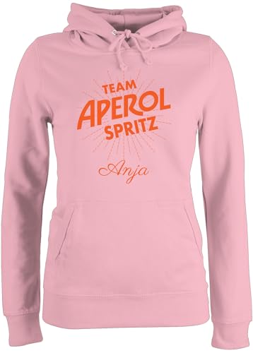 Pullover Damen Hoodie Frauen - Karneval Kostüm Fasching - Team Aperol Spritz mit Name I Mädelsabend JGA Mallorca Mädelsausflug - S - Hellrosa - Karnevals personalisierte Faschings von Geschenk mit Namen personalisiert by Shirtracer