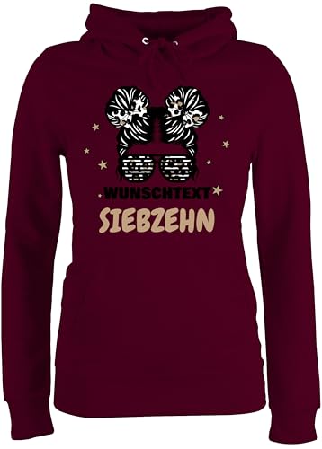 Pullover Damen Hoodie Frauen - Mädchen Messy Bun 17 Jahre alt Geschenk 17. Geburtstag mit Wunschtext I 17 Jährige Geschenke Geburtstag Siebzehn I 17ter - M - Burgundrot von Geschenk mit Namen personalisiert by Shirtracer