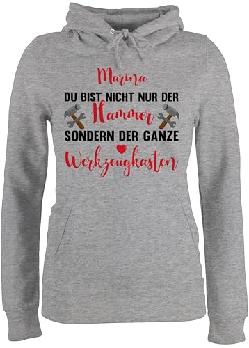 Pullover Damen Hoodie Frauen - Mama Geschenk Handwerkerin - XL - Grau meliert - personalisierte Geschenke Muttertag Mutti Pulli mutterzagsgeschenke mom Kapuzenpullover muttertasgsgeschenke Mutter von Geschenk mit Namen personalisiert by Shirtracer