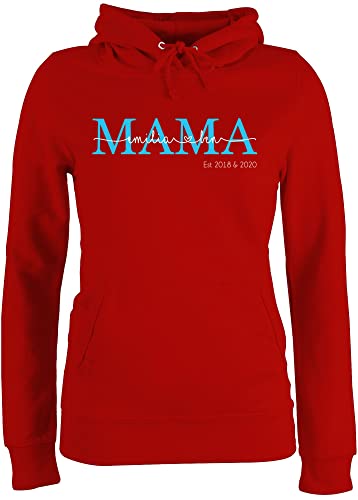 Pullover Damen Hoodie Frauen - Mama Kindernamen Geschenk Geburtstag - M - Rot - muttertagsgeschenk personalisierte Geschenke Muttertag Mutti Mami Hoody muttertagsgeschenke Pulli mutterzagsgeschenke von Geschenk mit Namen personalisiert by Shirtracer