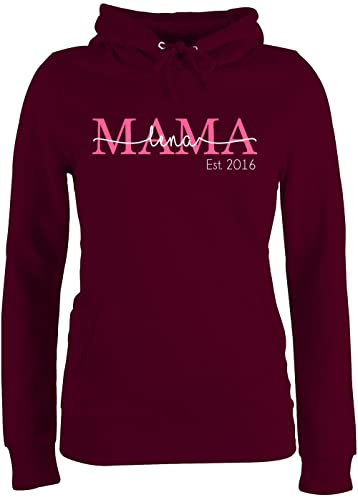 Pullover Damen Hoodie Frauen - Mama Mom Mutti Geschenk zum Muttertag - M - Burgundrot - für Geschenke Mutter personalisiertes personalisierte gesxhenk Beste wunschtext seit muttertagsgeschenke Mami von Geschenk mit Namen personalisiert by Shirtracer