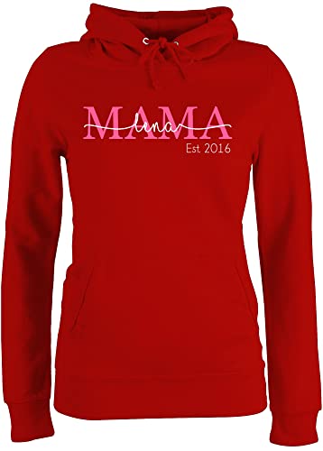 Pullover Damen Hoodie Frauen - Mama Mom Mutti Geschenk zum Muttertag - S - Rot - personalisiertes Geschenke für Mutter muttertags personalisierte muttertagsgeschenk Pulli Personalisieren Outfit von Geschenk mit Namen personalisiert by Shirtracer