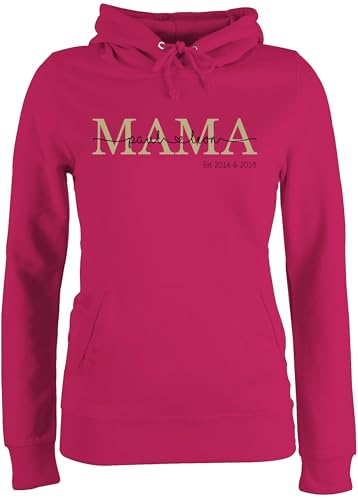 Pullover Damen Hoodie Frauen - Mama mit Namen Kinder est I Geschenk Mama Muttertag I Mutti Geschenkidee Mom I Mum Geburtstag I Weihnachten - XS - Fuchsia - Geschenke für mütter mutterzagsgeschenke von Geschenk mit Namen personalisiert by Shirtracer