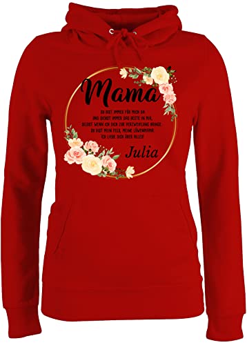 Pullover Damen Hoodie Frauen - Mama du bist Immer für Mich da - Geschenk - M - Rot - personalisierte Geschenke Muttertag Mutti Mutter Kind Kapuzenpullover mutterzagsgeschenke mom Pulli von Geschenk mit Namen personalisiert by Shirtracer