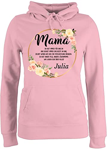 Pullover Damen Hoodie Frauen - Mama du bist Immer für Uns da I Mama Geschenk Mutter - S - Hellrosa - personalisierte Geschenke Muttertag Mutti Pulli mutterzagsgeschenke mom Kapuzenpullover von Geschenk mit Namen personalisiert by Shirtracer