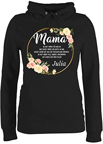 Pullover Damen Hoodie Frauen - Mama du bist Immer für Uns da - XXL - Schwarz - personalisierte Geschenke Muttertag Mutti Pulli mutterzagsgeschenke mom Kapuzenpullover muttertasgsgeschenke Mutter von Geschenk mit Namen personalisiert by Shirtracer