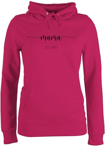 Pullover Damen Hoodie Frauen - Mama est Jahreszahl I Geschenk werdende Mama Geschenk zum Muttertag - L - Fuchsia - mutterzagsgeschenke Mutti est.2025 Fun-Sweatshirts muttertasgsgeschenke mom für von Geschenk mit Namen personalisiert by Shirtracer