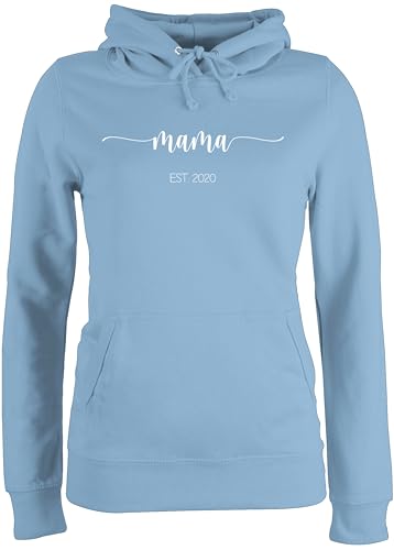 Pullover Damen Hoodie Frauen - Mama est - Geschenk werdende Mama Geschenk - M - Hellblau - mutterzagsgeschenke Mutti Kapuzenpullover muttertasgsgeschenke mom Pulli von Geschenk mit Namen personalisiert by Shirtracer
