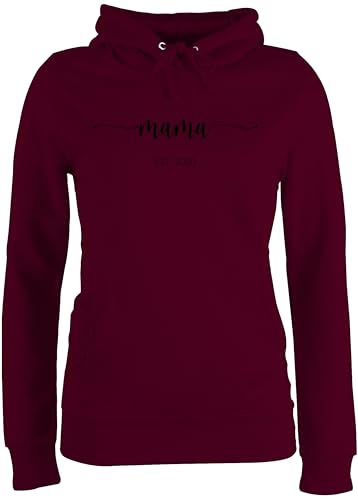 Pullover Damen Hoodie Frauen - Mama est Jahreszahl I Geschenk werdende Mama Geschenk zum Muttertag - XL - Burgundrot - mutterzagsgeschenke Mutti est.2025 Fun-Sweatshirts muttertasgsgeschenke mom von Geschenk mit Namen personalisiert by Shirtracer