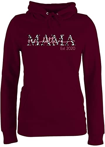 Pullover Damen Hoodie Frauen - Mama mit Namen und Jahreszahl - Lettering Leomuster - XL - Burgundrot - kindernamen personalisierte Geschenke Muttertag Mutti est Pulli mutterzagsgeschenke mom Custom von Geschenk mit Namen personalisiert by Shirtracer