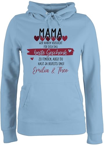 Pullover Damen Hoodie Frauen - Mama wir haben versucht für Dich das schönste Geschenk zu Finden - L - Hellblau - personalisierte Geschenke Muttertag Mutti perfekte Pulli mutterzagsgeschenke mom von Geschenk mit Namen personalisiert by Shirtracer
