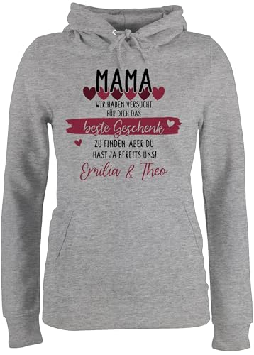 Pullover Damen Hoodie Frauen - Mama wir haben versucht für Dich das schönste Geschenk zu Finden - M - Grau meliert - personalisierte Geschenke Muttertag Mutti perfekte Pulli mutterzagsgeschenke von Geschenk mit Namen personalisiert by Shirtracer