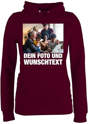Pullover Damen Hoodie Frauen - Geschenk mit Bild I eigenem Foto I Name I eigener Text I Wunschtext - S - Burgundrot - Kapuzenpullover Pulli selber gestalten selbst drucken Logo Hoodies einge von Geschenk mit Namen personalisiert by Shirtracer