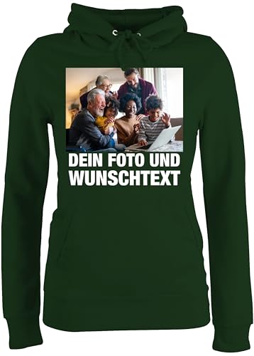 Pullover Damen Hoodie Frauen - Geschenk mit Bild I eigenem Foto I Name I eigener Text I Wunschtext - S - Dunkelgrün - Kapuzenpullover Pulli selber gestalten selbst drucken Logo Hoodies einge von Geschenk mit Namen personalisiert by Shirtracer