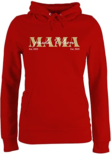 Pullover Damen Hoodie Frauen - Muttertag - Mama Geschenk mit Namen Kinder Datum Geburtsjahr Muttertagsgeschenk Mutti seit - S - Rot - für mütter personalisierter Mami personalisierte Mother Outfit von Geschenk mit Namen personalisiert by Shirtracer