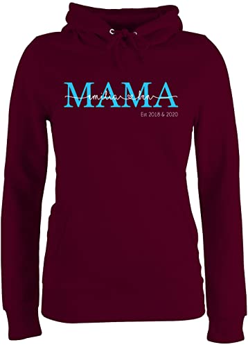 Pullover Damen Hoodie Frauen - Muttertag - Mama Kindernamen Geschenk Geburtstag - XXL - Burgundrot - personalisierte Geschenke Mutter Kinder Kapuzenpullover personalisierter Pulli muttertagsgeschenk von Geschenk mit Namen personalisiert by Shirtracer