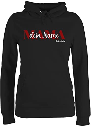 Pullover Damen Hoodie Frauen - Muttertag - Mama Schriftzug Name von Kindern - XL - Schwarz - moms muttertagsgeschenke geschenke für mütter mutterzagsgeschenke motherday muttertasgsgeschenke von Geschenk mit Namen personalisiert by Shirtracer