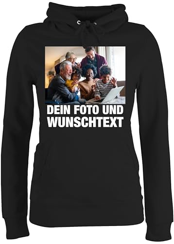 Pullover Damen Hoodie Frauen - Mit Bild eigenem Foto Name Text Wunschtext - XXL - Schwarz - und Dein Bedrucken Custom anpassen selber Bilder Machen personalisierte Geschenke Abdruck einem von Geschenk mit Namen personalisiert by Shirtracer