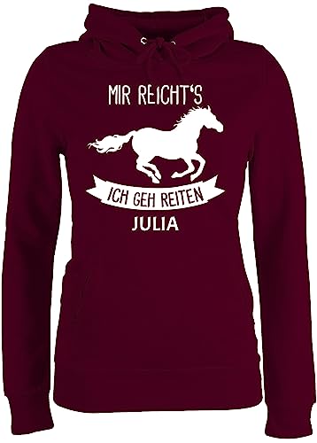 Pullover Damen Hoodie Frauen - Pferd Pferde - Mir reichts ich GEH reiten - S - Burgundrot - Pulli pferden gehe Hoody Personalisieren pferdemotiv reicht Oberteil Name pferdeliebhaber mädchen von Geschenk mit Namen personalisiert by Shirtracer