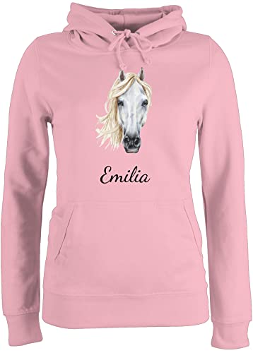 Pullover Damen Hoodie Frauen - Pferd Pferde - Pferdekopf Pferdeliebhaber Geschenk - M - Hellrosa - Pulli pferden Hoody Personalisieren pferdemotiv Name pferdefan mädchen Geschenke für reiterinnen von Geschenk mit Namen personalisiert by Shirtracer