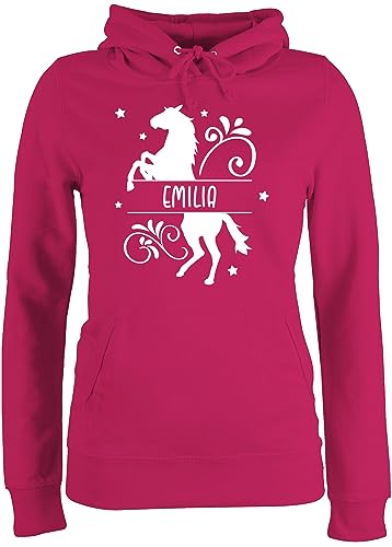 Pullover Damen Hoodie Frauen - Pferd Pferde Pferdemädchen Horse Pferdemotiv - XL - Fuchsia - Pulli pferden Personalisieren pferdeliebhaber Name pferdefan mädchen Geschenke für reiterinnen von Geschenk mit Namen personalisiert by Shirtracer