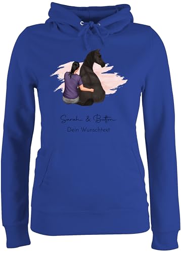 Pullover Damen Hoodie Frauen - Pferde - Frau mit Pferd I Wunschtext I Wunschname Text I Geschenk Reiter - M - Royalblau - Pulli pferden Pferd- Personalisieren pferdemotiv und Mensch Name von Geschenk mit Namen personalisiert by Shirtracer