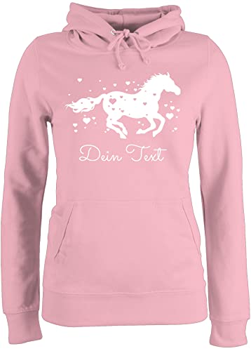 Pullover Damen Hoodie Frauen - Pferde - Pferd Dein Name Wunschtext Text - M - Hellrosa - Pulli pferden voltigier hoddys Personalisieren pferdemotiv voltigieren Hoodies mädchen pferdeliebhaber von Geschenk mit Namen personalisiert by Shirtracer
