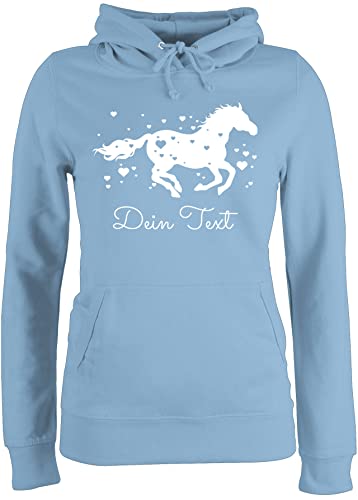 Pullover Damen Hoodie Frauen - Pferde - Pferd Dein Name Wunschtext Text - XL - Hellblau - Pulli pferden voltigier hoddys Personalisieren pferdemotiv voltigieren Hoodies mädchen pferdeliebhaber von Geschenk mit Namen personalisiert by Shirtracer