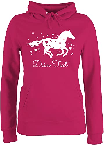 Pullover Damen Hoodie Frauen - Pferde - Pferd Dein Name Wunschtext Text - XS - Fuchsia - Pulli pferden voltigier hoddys Personalisieren pferdemotiv voltigieren Hoodies mädchen pferdeliebhaber von Geschenk mit Namen personalisiert by Shirtracer