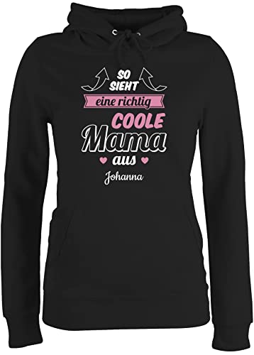 Pullover Damen Hoodie Frauen - So Sieht eine richtig Coole Mama aus - L - Schwarz - personalisierte Geschenke Muttertag Mutti Pulli mutterzagsgeschenke mom Kapuzenpullover muttertasgsgeschenke von Geschenk mit Namen personalisiert by Shirtracer