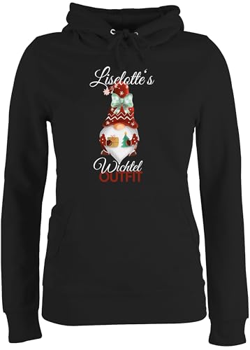 Pullover Damen Hoodie Frauen - Weihnachten Geschenke Christmas - Wichtel Outfit mit Name - L - Schwarz - Weihnachts Outfits Pulli weihnacht weihnachtswichtel polower Kapuzen weihnachtliche von Geschenk mit Namen personalisiert by Shirtracer