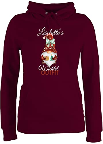 Pullover Damen Hoodie Frauen - Weihnachten Geschenke Christmas - Wichtel Outfit mit Name - XXL - Burgundrot - Weihnachts Outfits Pulli weihnacht weihnachtswichtel polower Kapuzen weihnachtliche von Geschenk mit Namen personalisiert by Shirtracer