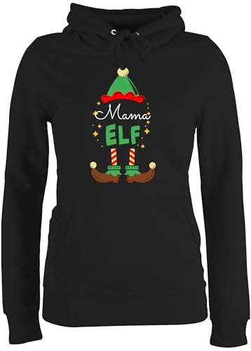 Pullover Damen Hoodie Frauen - Weihnachten - Mama Elf mit Wunschtext Text Mutti - XL - Schwarz - Weihnachts weinachts elfe Familie Weinachten weihnachtliches Christmas weihnacht personalisierte Xmas von Geschenk mit Namen personalisiert by Shirtracer