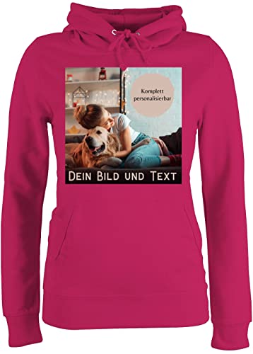 Pullover Damen Hoodie Frauen - eigenem - Foto Bild Geschenk I Dein Bild und Text - XS - Fuchsia - selber gestalten personalisierte muttertagsgeschenke selbst drucken Photo Pulli eigenes von Geschenk mit Namen personalisiert by Shirtracer