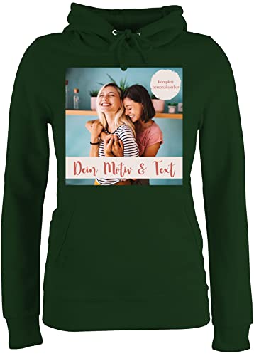 Pullover Damen Hoodie Frauen - eigenem - Eigenes Foto I Eigenes Bild - XL - Dunkelgrün - muttertagsgeschenk pulli selber gestalten selbst drucken photo hoddie hoodies von Geschenk mit Namen personalisiert by Shirtracer