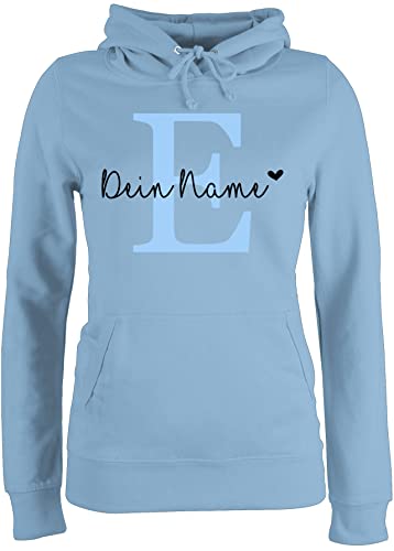 Pullover Damen Hoodie Frauen - für Anfangsbuchstabe - Name anpassbar Buchstabe Herzchen I Geschenk Initialen - XL - Hellblau - dem Buchstaben personalisierte e Pulli selber gestalten von Geschenk mit Namen personalisiert by Shirtracer