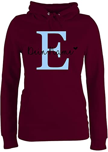 Pullover Damen Hoodie Frauen - für Anfangsbuchstabe - Name anpassbar Buchstabe Herzchen I Geschenk Initialen - S - Burgundrot - dem Buchstaben personalisierte e Pulli selber gestalten von Geschenk mit Namen personalisiert by Shirtracer