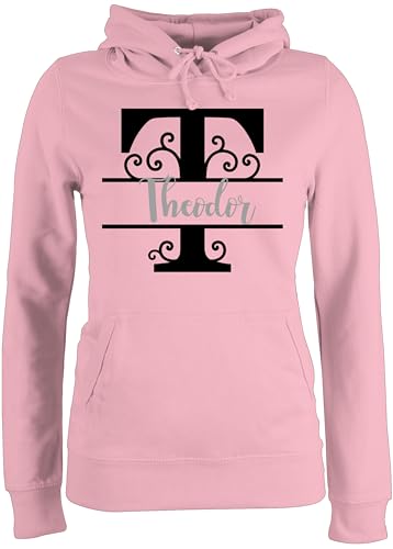 Pullover Damen Hoodie Frauen - für Initialen - Anfangsbuchstabe anpassbar Name - L - Hellrosa - dem Buchstaben Buchstabe Pulli selber gestalten personalisierte zum Bedrucken personalisierter von Geschenk mit Namen personalisiert by Shirtracer