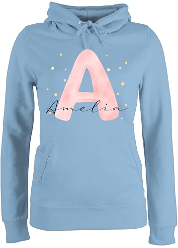 Pullover Damen Hoodie Frauen - für Initialen - Individuell gestaltbar mit Initialbuchstabe und Name | Geschenk mit Anfangsbuchstabe und Name frei wählbar - M - Hellblau - dem Buchstaben Buchstabe von Geschenk mit Namen personalisiert by Shirtracer