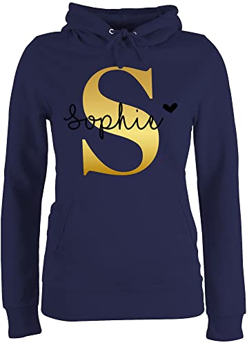 Pullover Damen Hoodie Frauen - für - Namens Geschenk I Anfangsbuchstabe personalisiert I Initialen mit Name - XL - Navy Blau - dem Buchstaben Buchstabe s Hoody selber gestalten personalisierte von Geschenk mit Namen personalisiert by Shirtracer