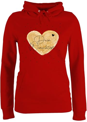 Pullover Damen Hoodie Frauen - Aufdruck selbst gestalten - Dein Wunschtext I Geschenk personalisiert Weihnachten I Vatertag I Muttertag I Geburtstag - M - Rot - Pulli Paare Schriftzug von Geschenk mit Namen personalisiert by Shirtracer
