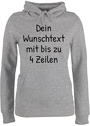 Pullover Damen Hoodie Frauen - Aufdruck selbst gestalten - Wunschdruck Text Namen - L - Grau meliert - texten zum erstellen Personalisieren gestaltete freitext Schrift individueller with own von Geschenk mit Namen personalisiert by Shirtracer