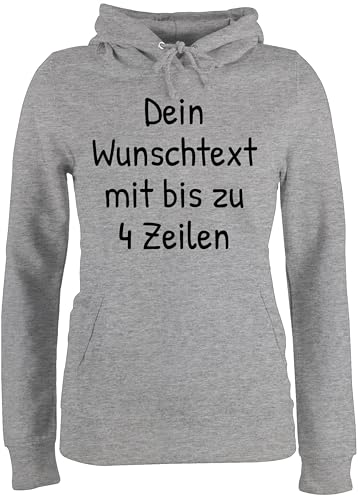 Pullover Damen Hoodie Frauen - Aufdruck selbst gestalten - Wunschdruck Text Namen I Eigener Text I Custom Text - M - Grau meliert - Schriftzug wunschtext Trinkgeld Pulli selber Machen von Geschenk mit Namen personalisiert by Shirtracer