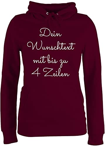 Pullover Damen Hoodie Frauen - Aufdruck selbst gestalten - Wunschtext - M - Burgundrot - selber erstellen Hoodies Text frei wählbar Kapuzenpullover Custom individualisieren Personalisieren von Geschenk mit Namen personalisiert by Shirtracer