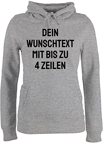 Pullover Damen Hoodie Frauen - Aufdruck selbst gestalten - Wunschtext - S - Grau meliert - zum selber drucken Bedrucken Lassen Schrift eigenen Text individuellem Druck Personalised Gifts von Geschenk mit Namen personalisiert by Shirtracer