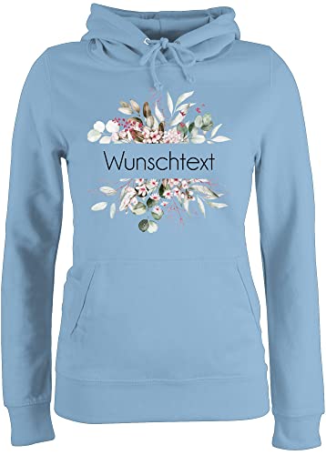 Pullover Damen Hoodie Frauen - Aufdruck selbst gestalten - Wunschtext I Geschenk personalisiert I Geschenk Weihnachten - S - Hellblau - Schriftzug personalisierte Blume Hoodies selber Machen von Geschenk mit Namen personalisiert by Shirtracer