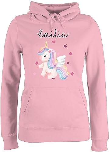 Pullover Damen Hoodie Frauen - Süßes Einhorn Sweet Unicorn - XL - Hellrosa - Name Pulli personalisierte von Geschenk mit Namen personalisiert by Shirtracer