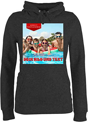 Pullover Damen Hoodie Frauen - Geschenk mit eigenem Foto und Text personalisiert I Eigenes Bild I Custom Photo Text - M - Anthrazit meliert - Pulli selber gestalten von Geschenk mit Namen personalisiert by Shirtracer