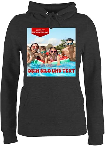Pullover Damen Hoodie Frauen - Geschenk mit eigenem Foto und Text personalisiert I Eigenes Bild I Custom Photo Text - M - Anthrazit meliert - Pulli selber gestalten von Geschenk mit Namen personalisiert by Shirtracer