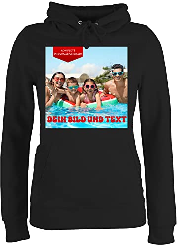 Pullover Damen Hoodie Frauen - Bild - Eigenem Foto - M - Schwarz - Bedrucken selber personalisierbar individualisiert eigene Fotos individuelle Geschenke Foto- schreiben Name Wunsch Druck von Geschenk mit Namen personalisiert by Shirtracer